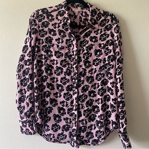 Juicy Couture Hydrangea Primrose 100% Silk Floral Button Down